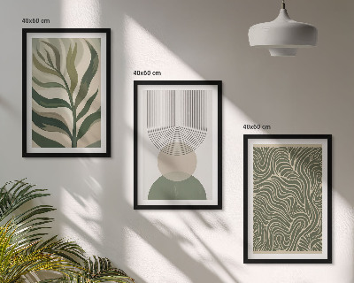 Lot de 3 tableaux pour salon Formes géométriques de feuilles