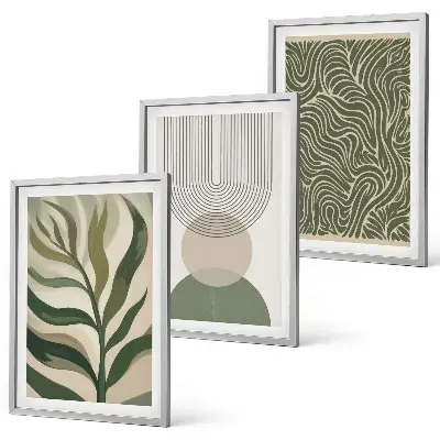 Lot de 3 tableaux pour salon motifs de formes géométriques de feuilles
