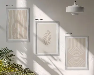 Cadre photo mural avec motifs végétaux beiges