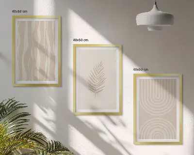 Cadre photo mural avec motifs végétaux beiges