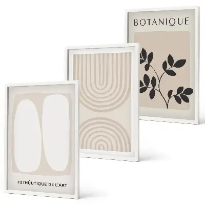 Lot de 3 tableaux pour salon affiches bohèmes sur le thème des plantes
