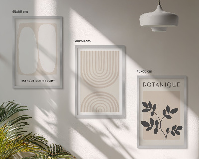 Lot de 3 tableaux pour salon Affiches bohèmes délicates sur les plantes