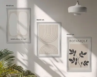 Lot de 3 tableaux pour salon affiches bohèmes sur le thème des plantes