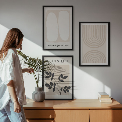 Lot de 3 tableaux pour salon Affiches bohèmes délicates sur les plantes