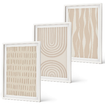 Lot de 3 tableaux pour salon Motifs beiges abstraits