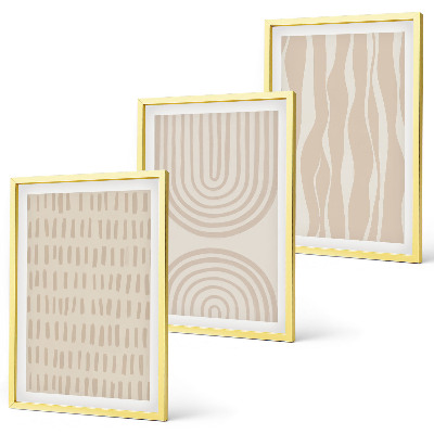 Lot de 3 tableaux pour salon Motifs beiges abstraits