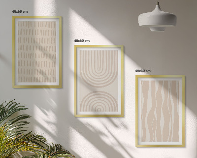 Lot de 3 tableaux pour salon Motifs beiges abstraits