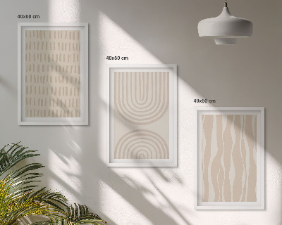Lot de 3 tableaux pour salon Motifs beiges abstraits