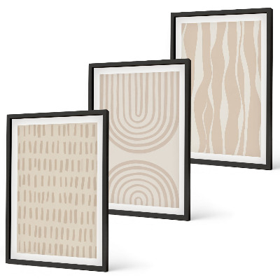 Lot de 3 tableaux pour salon Motifs beiges abstraits