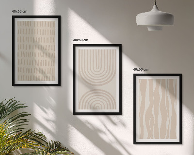 Lot de 3 tableaux pour salon Motifs beiges abstraits