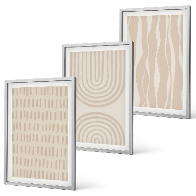 Lot de 3 tableaux pour salon Motifs beiges abstraits