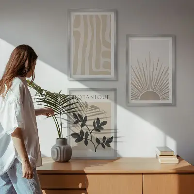 Cadre photo mural avec motifs végétaux abstraits