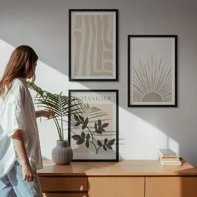 Cadre photo mural avec motifs végétaux abstraits