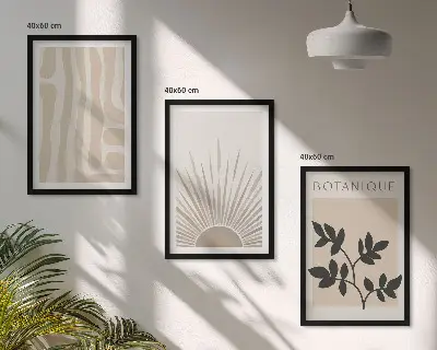 Cadre photo mural avec motifs végétaux abstraits