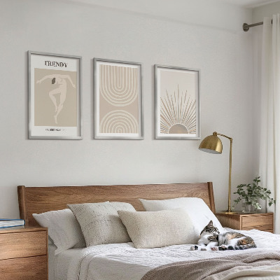 Lot de 3 tableaux pour salon Affiches abstraites bohèmes pastel