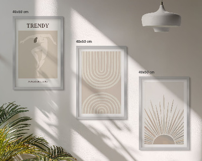 Lot de 3 tableaux pour salon Affiches abstraites bohèmes pastel
