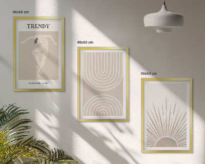 Lot de 3 tableaux pour salon Affiches abstraites bohèmes pastel