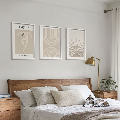 Lot de 3 tableaux pour salon Affiches abstraites bohèmes pastel