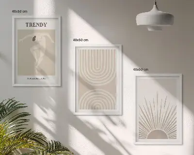 Lot de 3 tableaux pour salon affiches abstraites au style bohème pastel