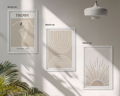 Lot de 3 tableaux pour salon Affiches abstraites bohèmes pastel