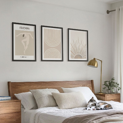 Lot de 3 tableaux pour salon Affiches abstraites bohèmes pastel