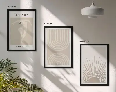 Lot de 3 tableaux pour salon affiches abstraites au style bohème pastel