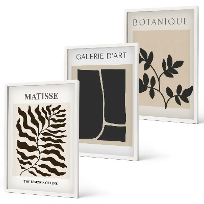 Lot de 3 tableaux pour salon Affiches minimalistes de plantes