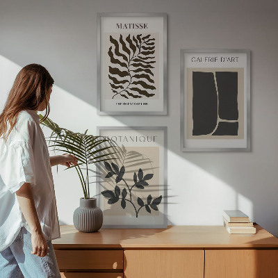 Lot de 3 tableaux pour salon Affiches minimalistes de plantes