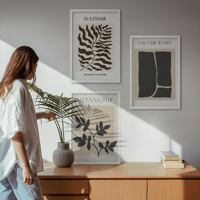 Lot de 3 tableaux pour salon Affiches minimalistes de plantes