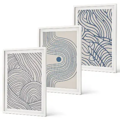 Cadre photo mural avec motifs de lignes abstraites, vagues et formes