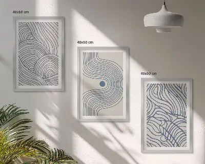 Cadre photo mural avec motifs de lignes abstraites, vagues et formes