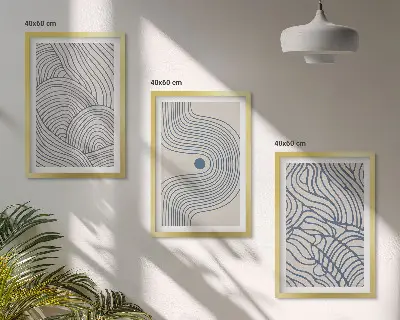 Cadre photo mural avec motifs de lignes abstraites, vagues et formes