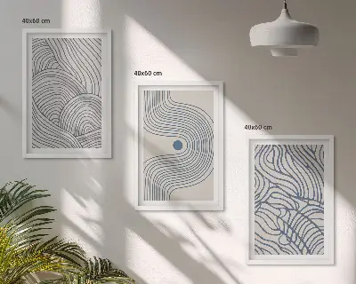 Cadre photo mural avec motifs de lignes abstraites, vagues et formes