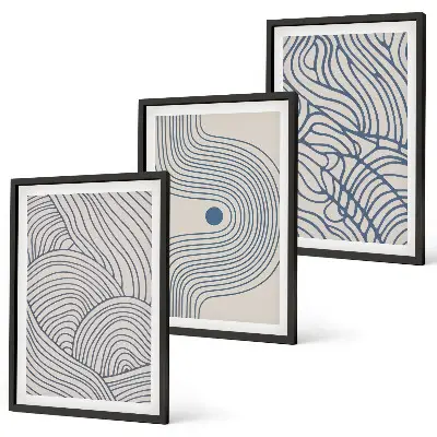 Cadre photo mural avec motifs de lignes abstraites, vagues et formes