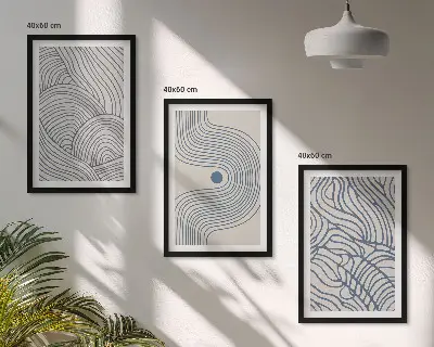 Cadre photo mural avec motifs de lignes abstraites, vagues et formes
