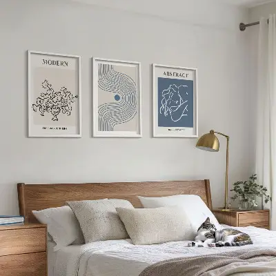 Cadre photo mural avec affiches abstraites de lignes florales