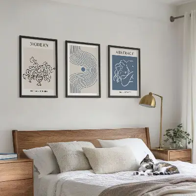 Cadre photo mural avec affiches abstraites de lignes florales