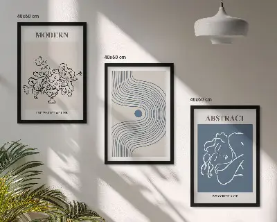 Cadre photo mural avec affiches abstraites de lignes florales