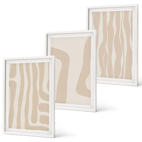 Lot de 3 tableaux pour salon Motifs bohèmes abstraits