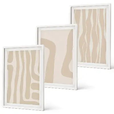 Lot de 3 tableaux pour salon avec motifs bohèmes abstraits