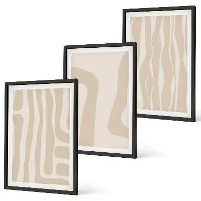Lot de 3 tableaux pour salon avec motifs bohèmes abstraits