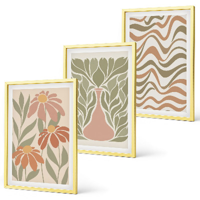 Lot de 3 tableaux pour salon Fleurs abstraites pastel