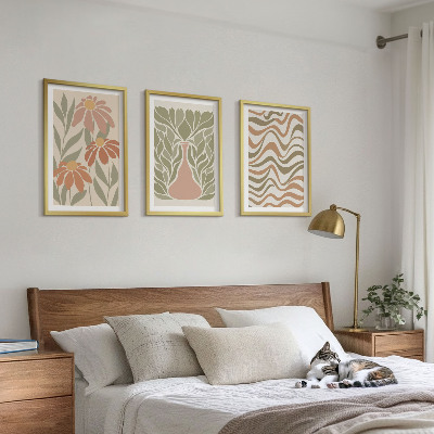 Lot de 3 tableaux pour salon Fleurs abstraites pastel