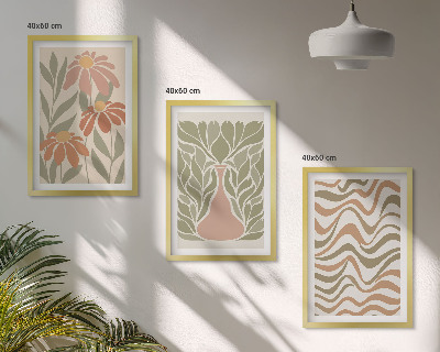 Lot de 3 tableaux pour salon Fleurs abstraites pastel