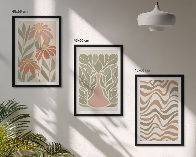 Lot de 3 tableaux pour salon Fleurs abstraites pastel