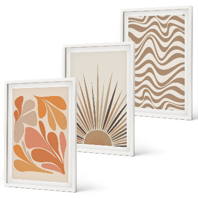 Lot de 3 tableaux pour salon Formes pastel bohèmes ensoleillées