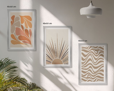 Lot de 3 tableaux pour salon Formes pastel bohèmes ensoleillées