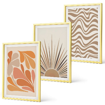 Lot de 3 tableaux pour salon Formes pastel bohèmes ensoleillées