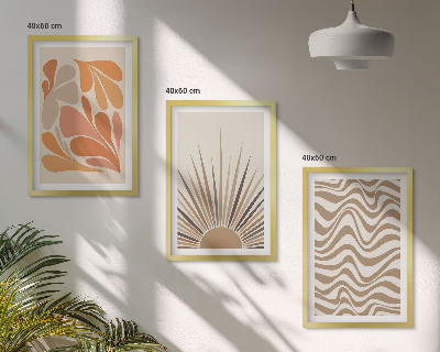 Lot de 3 tableaux pour salon Formes pastel bohèmes ensoleillées