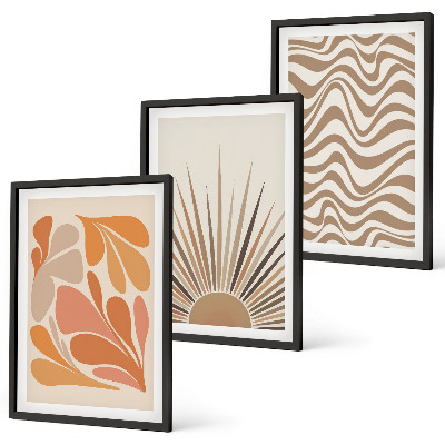 Lot de 3 tableaux pour salon Formes pastel bohèmes ensoleillées
